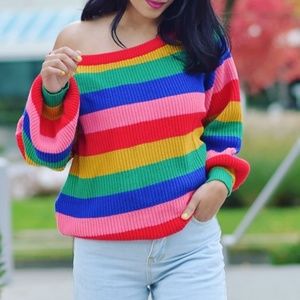 Striped multicolored sweater.